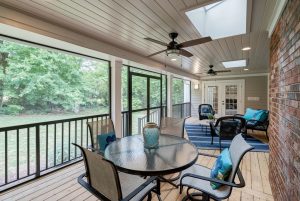 4200 Chelmsford Lane screened porch overlooking .6 acre fenced back yard. Bullard Realty Group